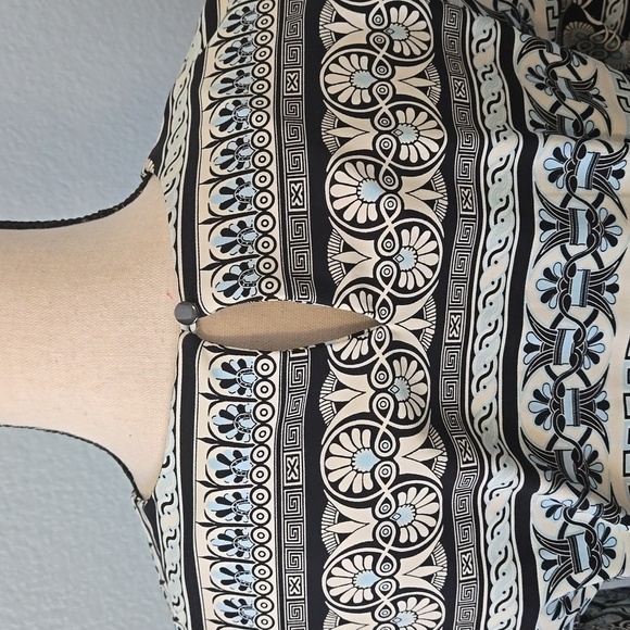 J McLaughlin Catalina Cloth Blue Patterned Sheath 3/4 Sleeves Dress Sz Medium - Picture 7 of 13